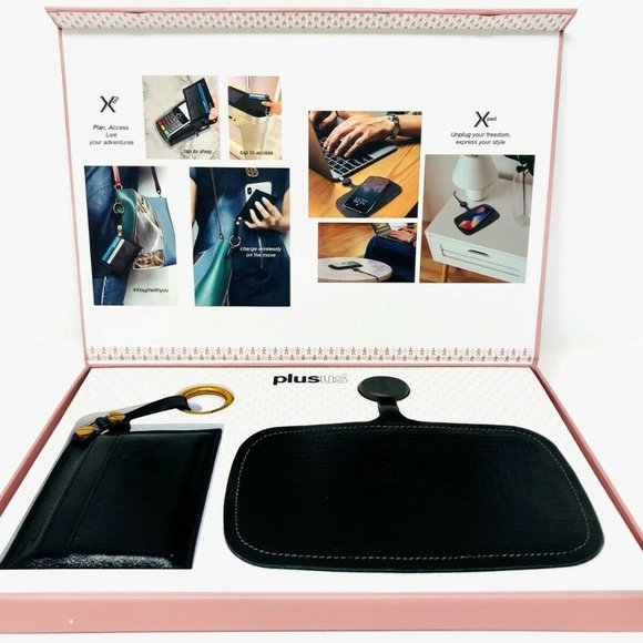 Premium Wireless 10W Qi Charging Pad & Wallet Italian Leather Gift Set by PLUSUS - Picture 1 of 3